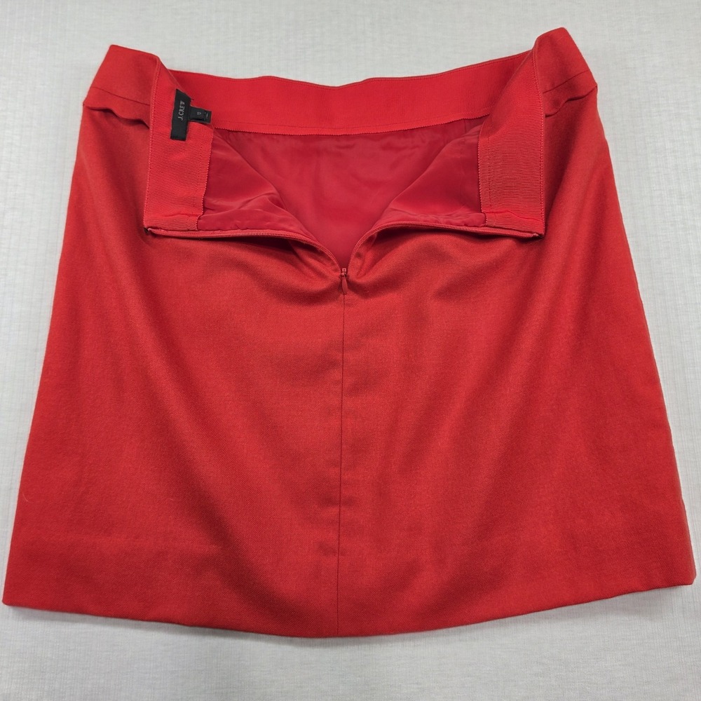 J.Crew Red Wool Blend Scalloped Waist Mini A-Line Skirt Size 10 Preppy Classic - Picture 12 of 13